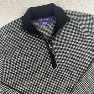 Suéter Grande Pata de Gallo 1/4 Cremallera Lana Cachemira Negro Alan Riverer - Imagen 1 de 6