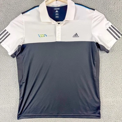 Adidas Tennis Shirt Mens 2XL White Gray Climacool Response Polo Logo D84565 2014 - Image 1 of 4