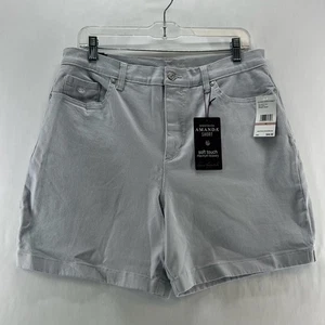 Gloria Vanderbilt Amanda Shorts Womens 12 Soft Touch High Rise Stretch Grey Opal - Picture 1 of 11