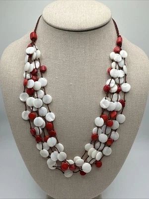 Collar Jay King Madreperla y Coral Rojo Multi Hilo 925 Foto 1 de 4