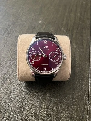 IWC Portugieser Red Men's Watch 7 day leather strap full box and papers IW500714 - Image 1 of 4