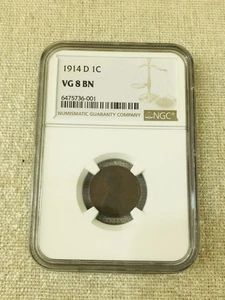 1914 D NGC VG 8 Lincoln Wheat Cent - Picture 1 of 6