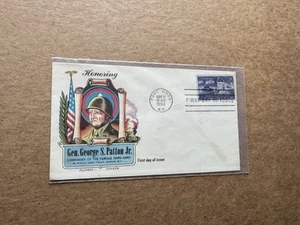 US 1953 FDC +Honoring Gen Patton #1026 +Fluegel 3-Star Gen-Tank-US Flag Cachet - Picture 1 of 2