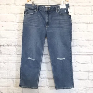 Wrangler 18 NWT High Rise True Straight Crop Women’s Jeans Distressed New - Picture 1 of 9