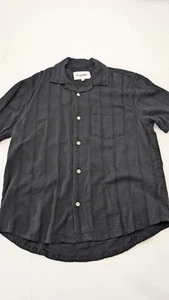 Camicia a maniche corte Corridor NYC nera a righe Seersucker - Taglia S - Foto 1 di 8