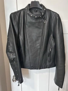 Women's Size L Black Studded Leather FMC Jacket W/removable Lining Sturgis Ready - Bild 1 von 10