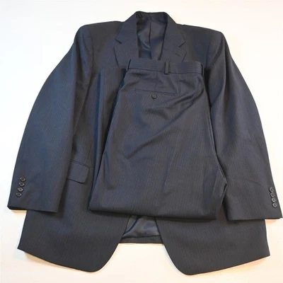 Warren Sewell 48L 42x30 Azul Rayas Lana Hombres Chaqueta Pantalones Traje Foto 1 de 4