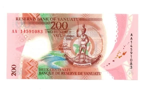 200 VATU UNC POLYMER BANKNOTE FROM VANUATU 2014-20 PICK-12 - Picture 1 of 2