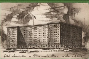 Vintage Minnesota MN Postcard Artist Rendering Leamington Hotel Minneapolis  - Picture 1 of 4
