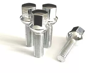 (4) 12x1.5 CHROME BALL RADIUS SEAT WHEEL LUG BOLTS 17MM HEX 40MM SHANK OE STYLE - Picture 1 of 2