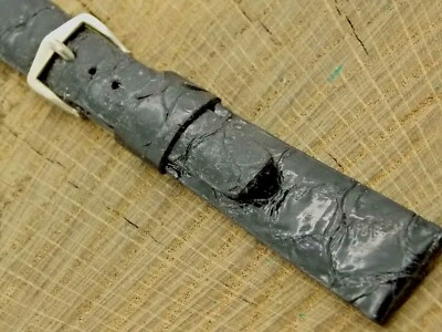 Correa de reloj JB Champion vintage serpiente negra usada con hebilla tono plata 17,5 mm Foto 1 de 4