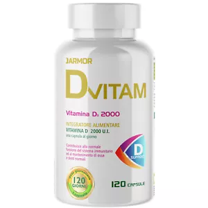 Integratore Vitamina D3 2000 UI (Vitamina D) 120 Capsule vegan J.Armor Pharma - Foto 1 di 7