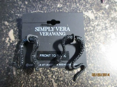NEW SIMPLY VERA VERA WANG BLACK FRONT BACK SNAKE PIERCED EARRINGS - Image 1 of 2