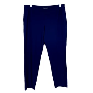 Eileen Fisher Womens M Pull On Ankle Pants Viscose Knit Stretch Navy Blue Crepe - Picture 1 of 14