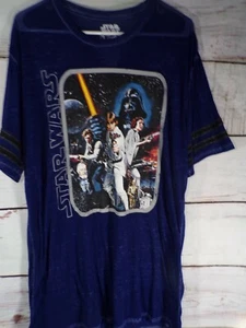 Star Wars Original Cast Poster Style Shirt XLarge XL Blue Lightweight - Picture 1 of 5