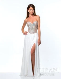 NWT IVORY/NUDE TERANI COUTURE PROM/PAGEANT/FORMAL DRESS/GOWN #151P0382A SIZE 6 - Picture 1 of 3