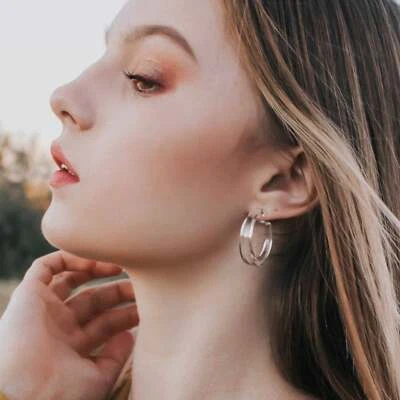 Clear Transparent Lucite Lola Hoop Earrings - Image 1 of 4