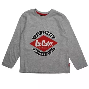 Lee Cooper Boy's T-Shirt. Long Sleeves. Gray, Red Color. Gift For Child - Picture 1 of 14