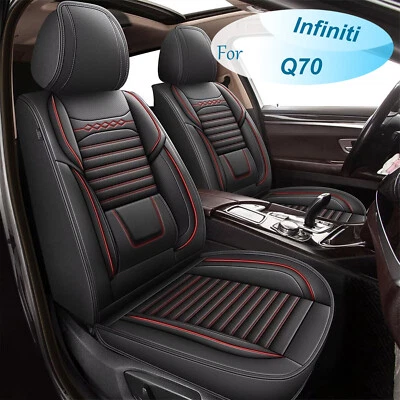 Juego de 5 fundas de cuero microfibra para coche Infiniti Q70 2014-2019 líneas rojas Foto 1 de 4