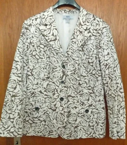 Langjacke Longblazer weiß taupe Blumen L 44 46 - Bild 1 von 2