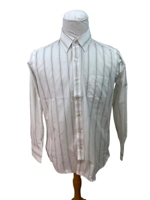 Botany 500 Mens White & Gray Striped Button-Down Dress Shirt - Image 1 of 4