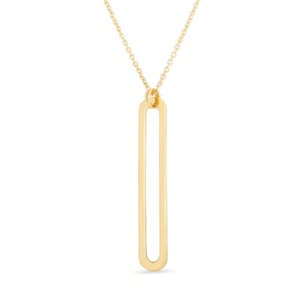 14K Yellow Gold Single 1.18" Paperclip Adjustable 16"-18" Cable Necklace (Hollow - Picture 1 of 5