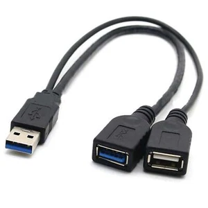 USB 3.0 Male To 2 USB Female Data Hub Power Adapter Y Splitter Charging Cable f - Picture 1 of 10