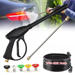 High Pressure Car Power Washer Gun Spray Long Wand Lance Hose 5 Nozzles M22 14mm - Picture 1 of 20
