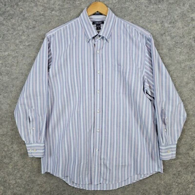 Camisa de vestir Lands End para hombre talla L 16 1/2 - 32 Hyde Park Supima algodón azul/rosa Foto 1 de 4