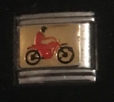 Motociclista Venta al por mayor Italiano Charm Esmalte Eslabón 9MM K19 Foto 1 de 2