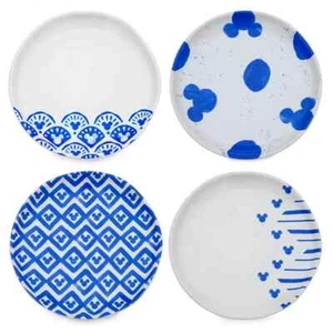 Disney Mickey Mouse Iconos Platos Tidbit Juego de 4 piezas Homestead Azul Gres 8" - Imagen 1 de 10
