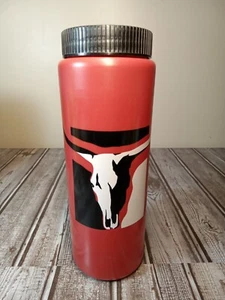  MARLBORO WILD WEST PLASTIC WATER BOTTLE WITH LID AND STRAW RED  - Picture 1 of 9
