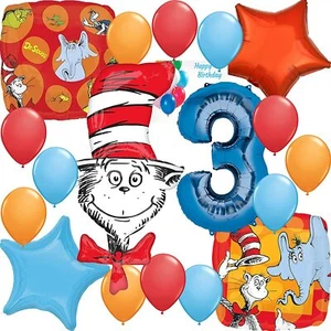 Cat In the Hat Party Supplies Balloon Decoration Bundle for 3rd Birthday - Picture 1 of 1