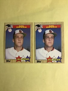 1987 Topps Baseball   #609 Cal Ripken Jr. ALL STAR - 2 Cards LOT- NM-MINT  2260