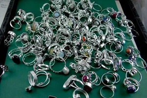 BULK SALE !! Mix Gemstone Ring Wholesale LOT 925 Sterling Silver Plated Rings - Picture 1 of 7