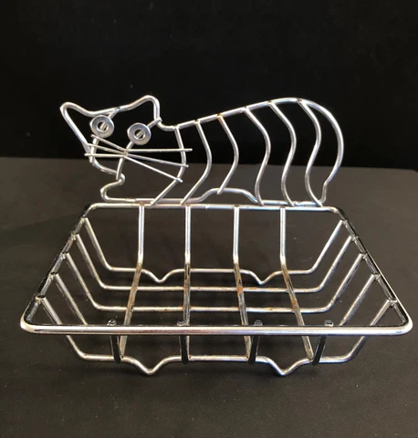 Wire Soap Basket Shaped Like A Cat Kitten Cover
