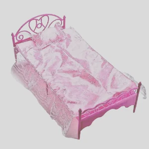1:12 Maßstab Rosa Einzelbett/Puppenhaus Möbel/Kissen Bettlaken für 11 Zoll 5 Puppe - Bild 1 von 24