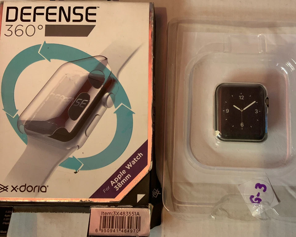 ✅ Pantalla de parachoques transparente X-Doria Defense 360 para Apple Watch 38 mm Foto 1 de 3
