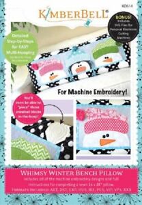 KimberBell Machine Embroidery CD ~ Whimsy Winter Snowman Bench Pillow  ~ KD514