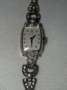 Vintage Hamilton Platinum, 14k White Gold, Diamond Women's watch Working 16.6 G - Picture 1 of 17