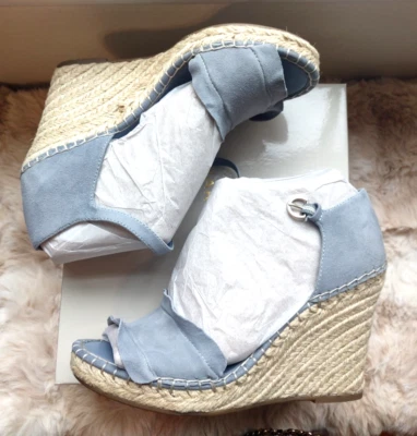 Blue Suede Wedge Espadrille Sandals sz. 9.5M New MARC FISHER Kandria - Image 1 of 4