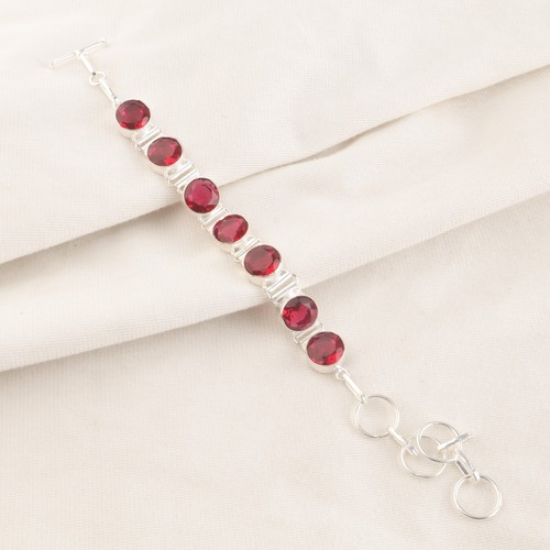 VALENTINO Bracciale gioielli in argento sterling 925 fatto a mano con pietre preziose rubellite rosa naturale 9"