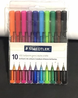 NEW STAEDTLER #432 Ballpoint Pens Brilliant Assorted Ink Colors 10 Medium point - Image 1 of 4