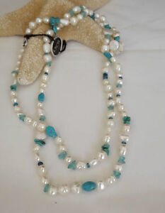 Honora Collection Turquoise and Pearl 40 Necklace