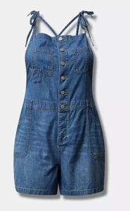 Torrid ~ 5 Zoll leichter Denim Shortall ~ Größe 14 ~ Neu mit Etikett - Bild 1 von 6