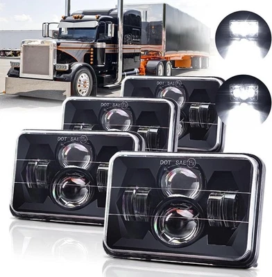 4 faros LED de 4X6 pulgadas haz alto-bajo negro alta potencia luz de trabajo brillante Foto 1 de 4