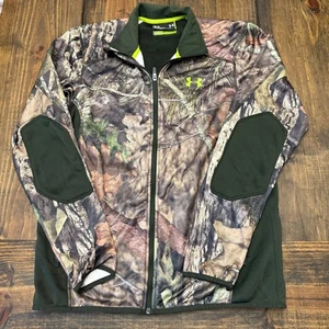 Under Armour Scent Control full zip Camo Jacket Mens Medium Mossy Oak elbow pads - Picture 1 of 8