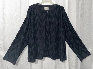 Vintage Lady Devon 3X ausgefallene schwarze offene Strickjacke mit Chevron 1 Knopf Union Made - Bild 1 von 16