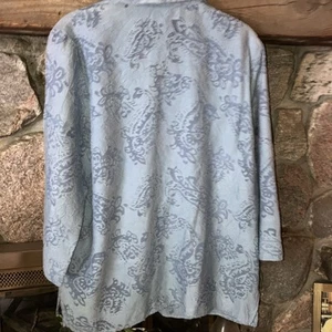 Alfred Dunner Women Sheer 3/4 Sleeve Button-Up Shirt Grayish-Blue Size 12 - Picture 1 of 3