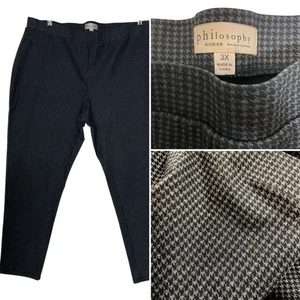 PHILOSOPHY Gr. 3X Pull On Hose Leggings Hahnentritt Stretch Bund schwarz grau - Bild 1 von 5